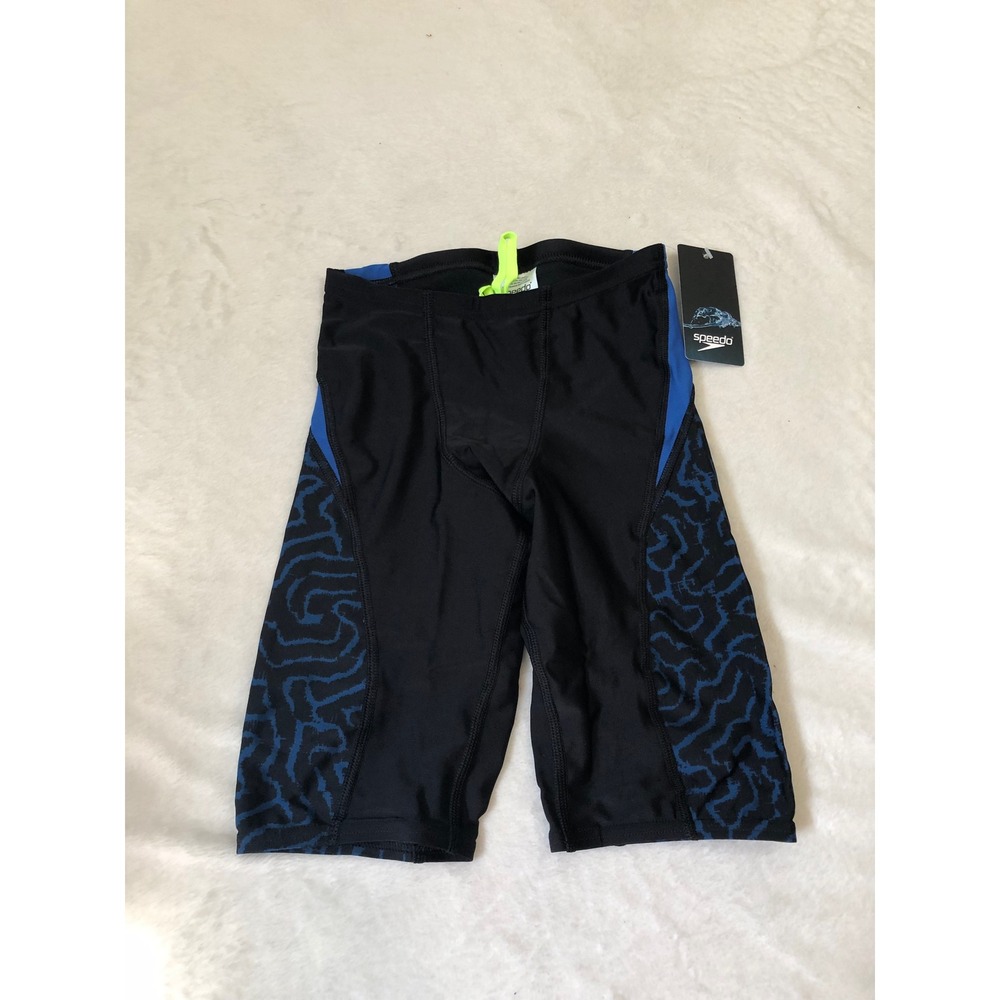 NEW Speedo Race Maze Jammer Kids 26 Blue Black Pro LT Swim Trunks 7052201